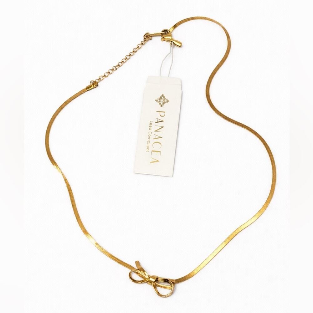Panacea Elegant Gold Bow Necklace, NWT